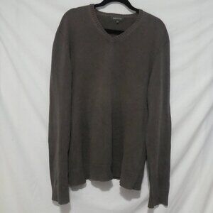 RW & CO | xl - extra large | Brown Cotton V-Neck Sweater W/ Ribbed Trim & Cuffs